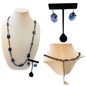 VTG-Blue Iridescent Necklace Set